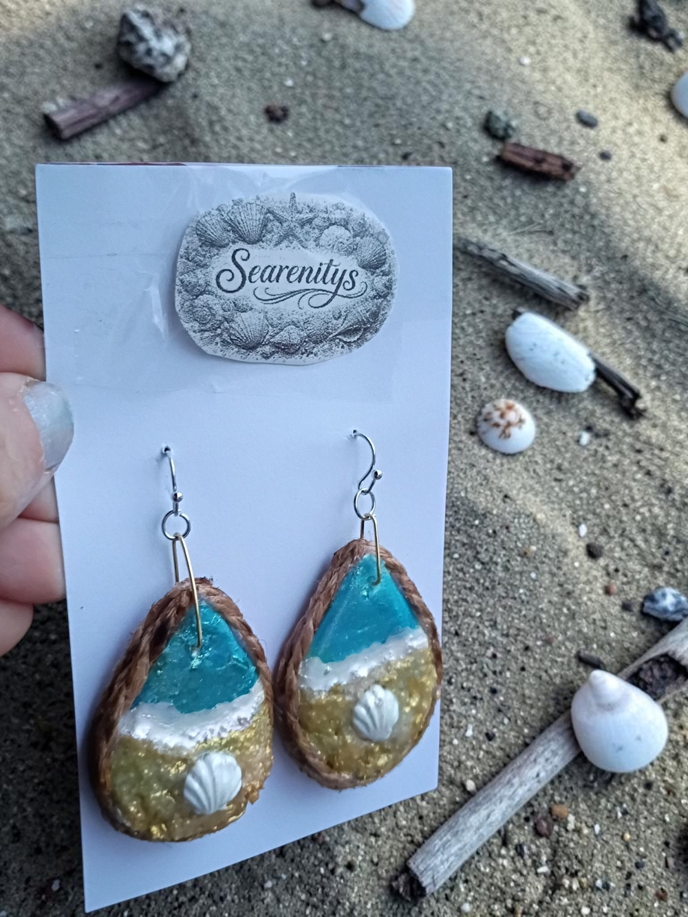 Dainty Beach Shell Tear Drop Earrings